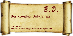 Benkovsky Dukász névjegykártya